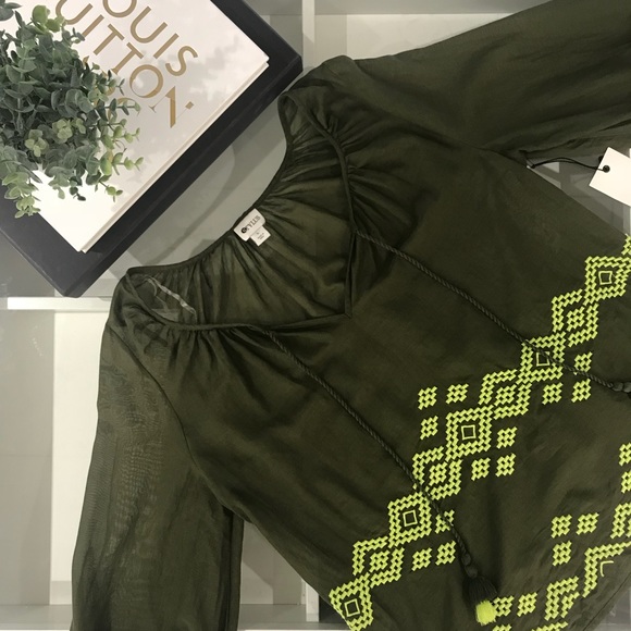 STYLUS Tops - Stylus Olive Boho Blouse STYLUS Tops - Stylus Olive Boho Blouse